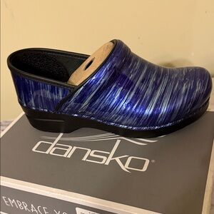 Dansko Navy Brushstroke Slip-On Clog